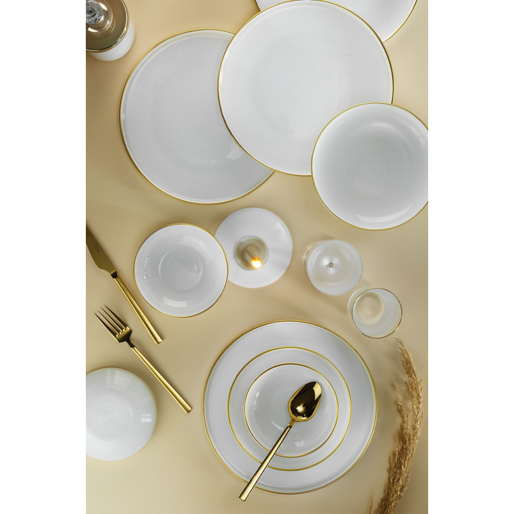 Beyaz Gold Fileli 18 Parça Yemek Takımı