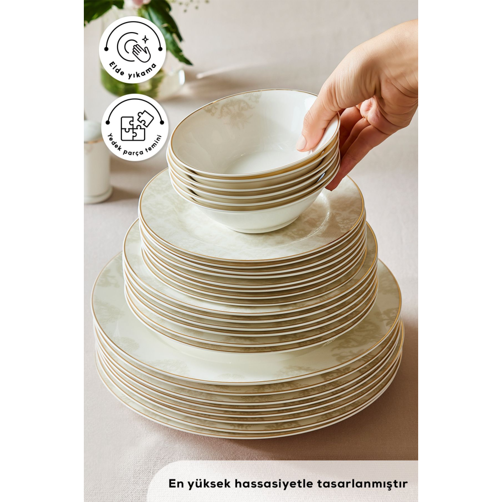 Siena Porselen 56 Parça 12 Kişilik Yemek Takımı Gold