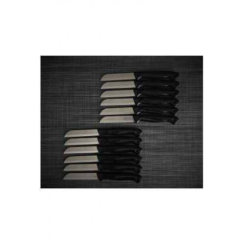 Siyah Simli Delikli Tırtıklı Meyve Bıçağı 12'li