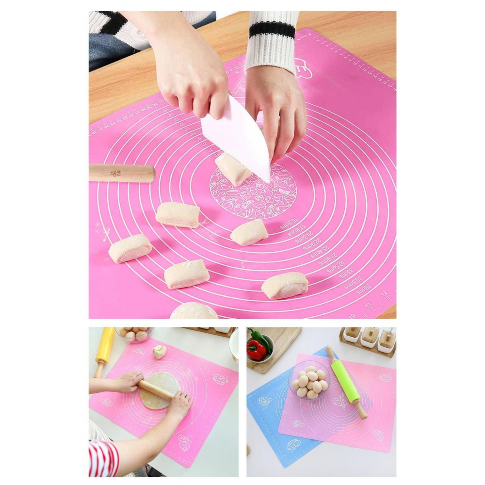 Pembe 45*65 Cm Büyük Boy Silikon Hamur Açma Matı Mega Boy