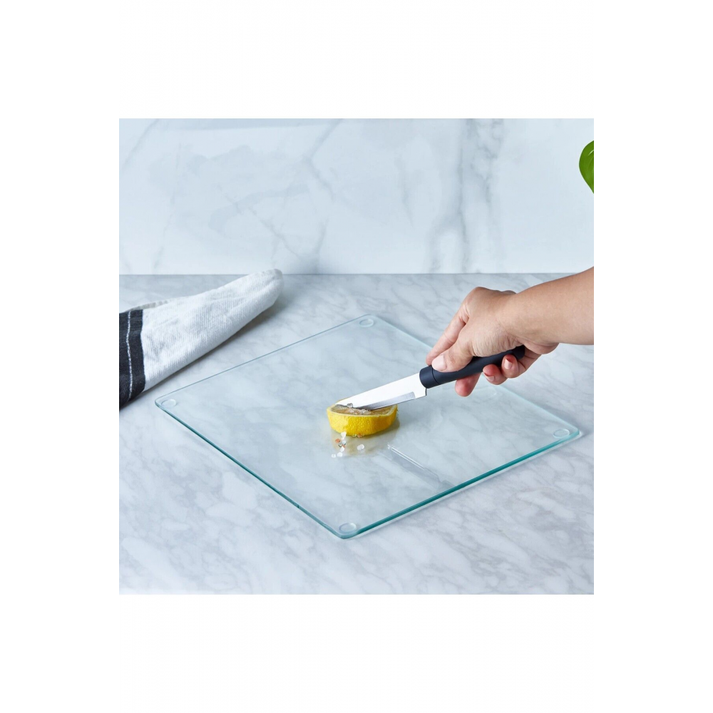 Şeffaf Temperli Cam Kesme Tahtası - Çizilmeye Dayanıklı, Isıya Dayanıklı, Kırılmaya Dayanıklı 25*35