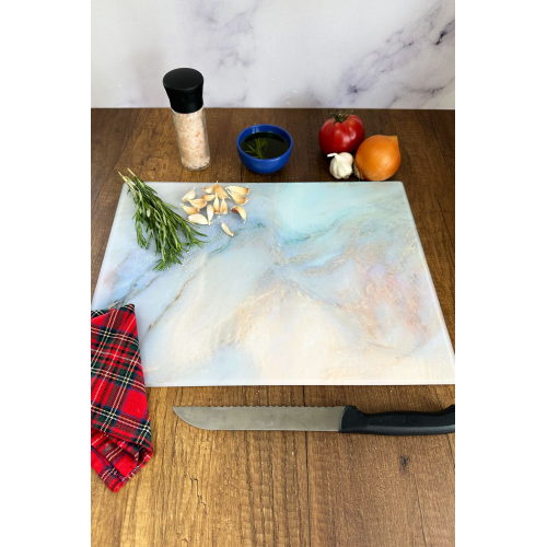 Supreme Mermer Görünümlü | Cam Kesme Tahtası - Cam Kesme Tablası | 30cm x 40cm