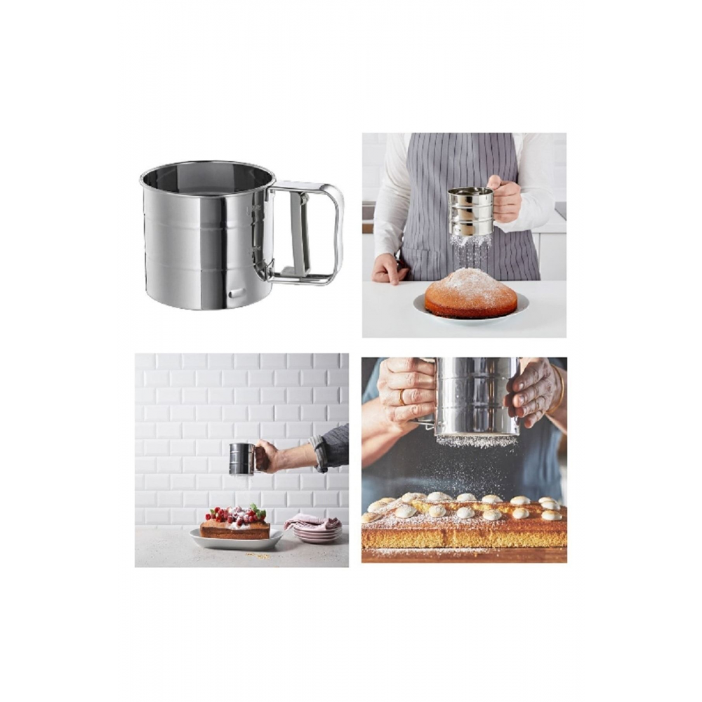 4 Lü Set, Idealısk Rende 2'li Çırpıcı Seti Frk Koncıs Çelik Sarımsak Ezici Idealısk Un Eleği