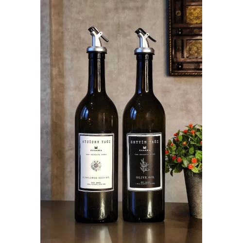 Amber 2'li 750 ml Zeytinyağı Sıvıyağ Şişesi Yağdanlık 750 Sb Za