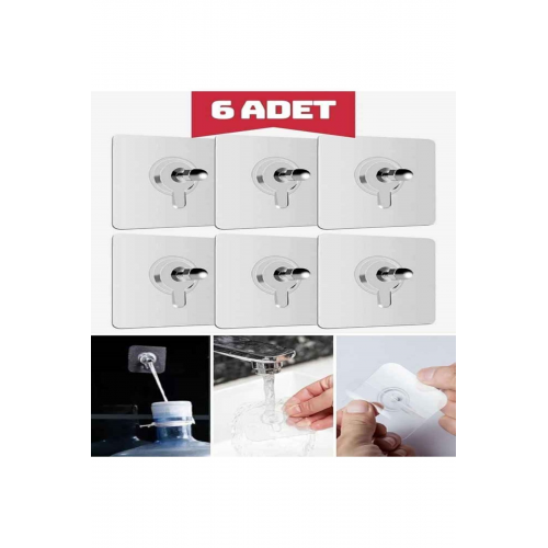 6 Adet Süper Güçlü Çerçeve Askısı Pin Delgisiz Vidalı Tırnak Kanca Yapışkanlı Raf Tutucu Askı