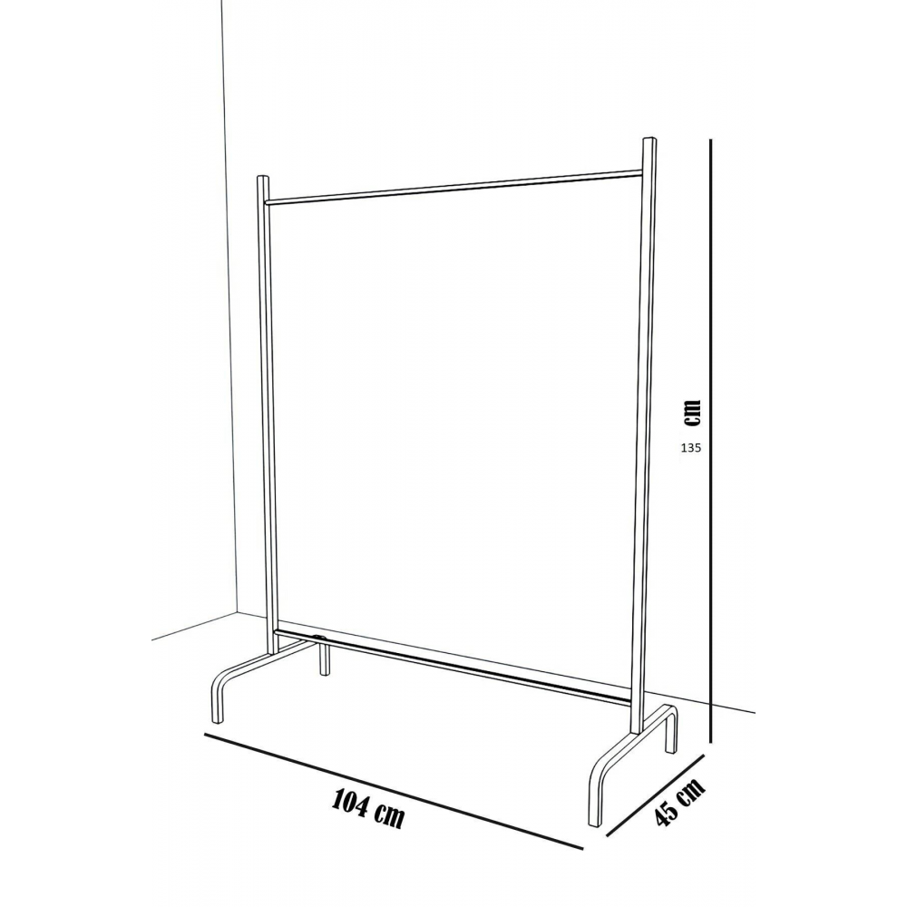 135 cm Metal Askılık Portatif Konfeksiyon Elbise Askısı Beyaz (104x135x45cm) Metal 104 cm Beyaz