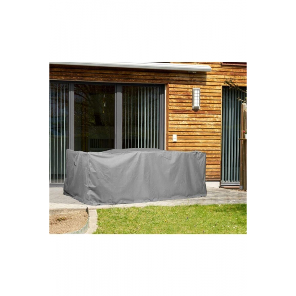 Bahçe Mobilya Brandası 260x160x80 Cm Masa Sandalye Koruma Örtüsü Kılıf Gri Su Geçirmez