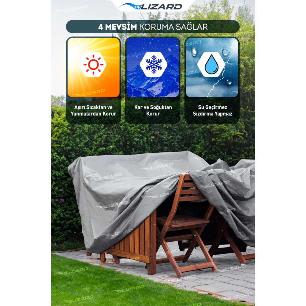 Bahçe Mobilya Koruma Örtüsü Branda 320x200x75 Cm Su Geçirmez