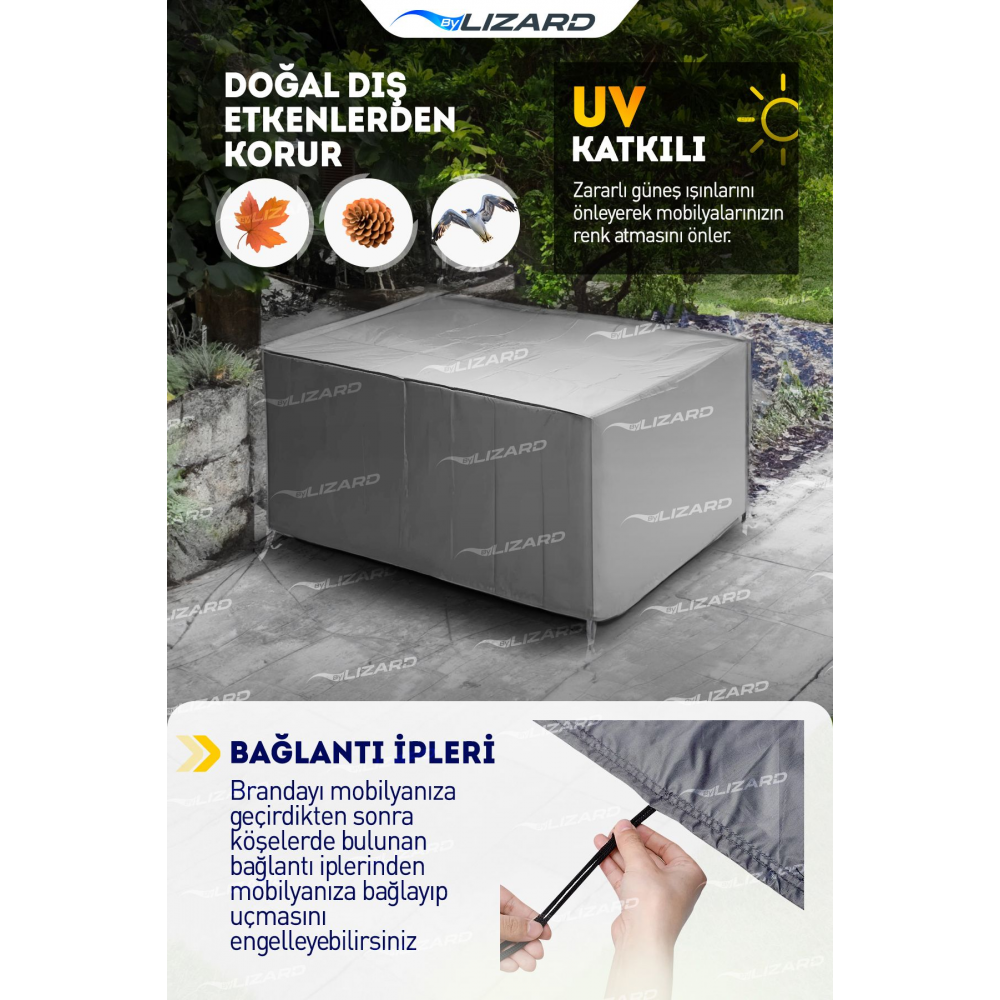 Bahçe Mobilya Koruma Örtüsü Branda 320x200x75 Cm Su Geçirmez
