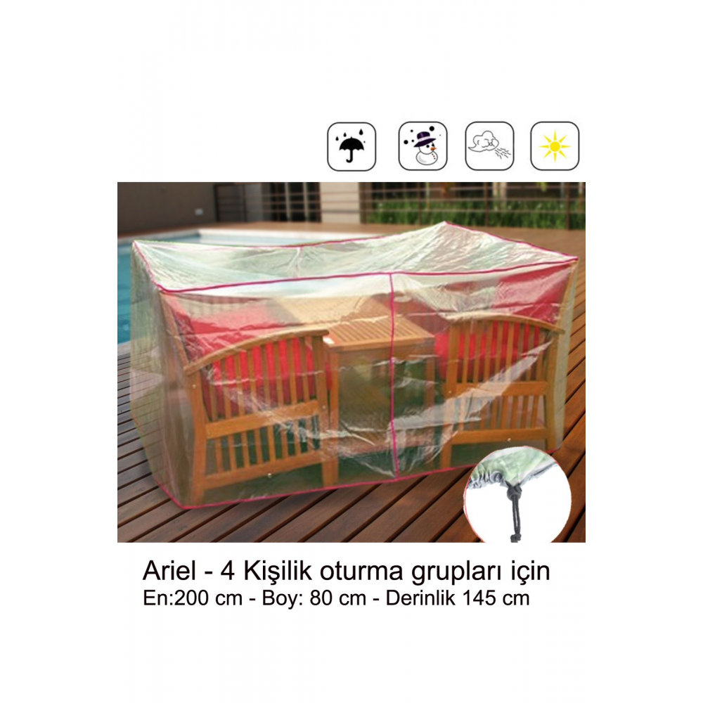 Bahçe Oturma Grubu Koruma Örtüsü - Ariel:200x145x80cm
