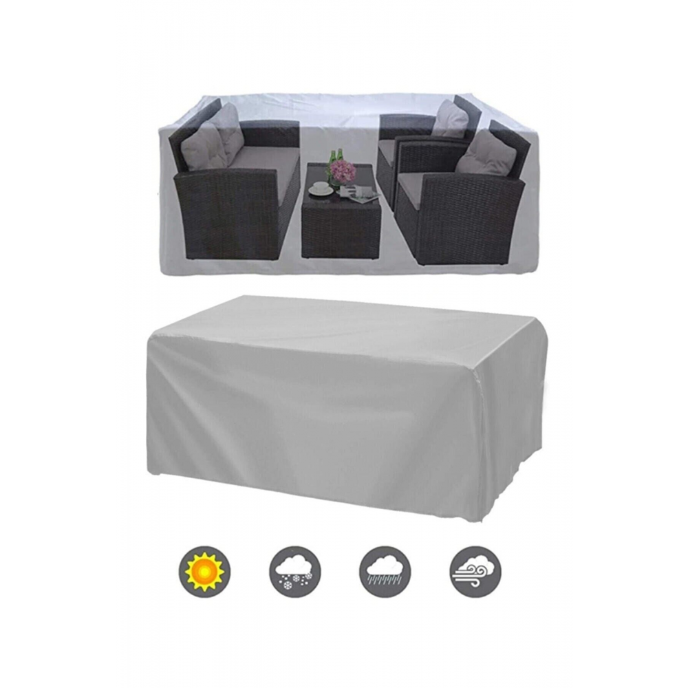 Gri Su Geçirmez Bahçe Mobilya Koruma Örtüsü Branda 200x160x80 Cm