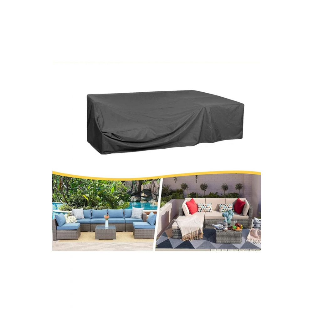 Siyah Bahçe Mobilyası Koltuk Masa Sandalye Koruyucu Örtü Branda 300x160x80