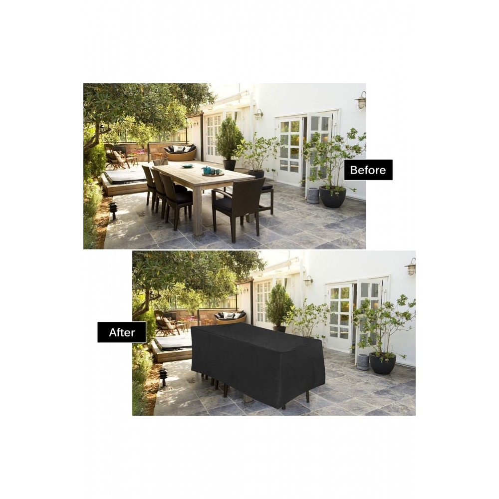 Siyah Bahçe Mobilyası Koltuk Masa Sandalye Koruyucu Örtü Branda 300x160x80