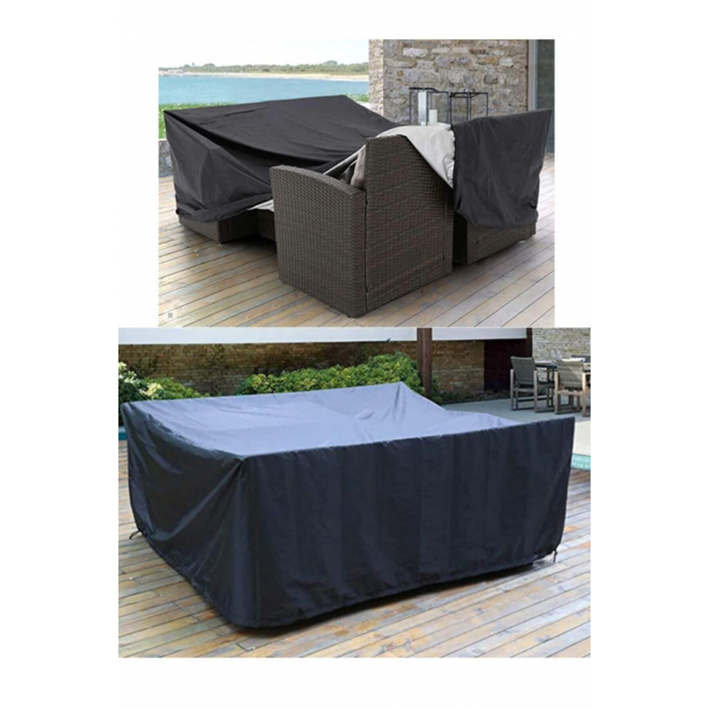 Siyah Bahçe Mobilyası Koltuk Masa Sandalye Koruyucu Örtü Branda 300x160x80