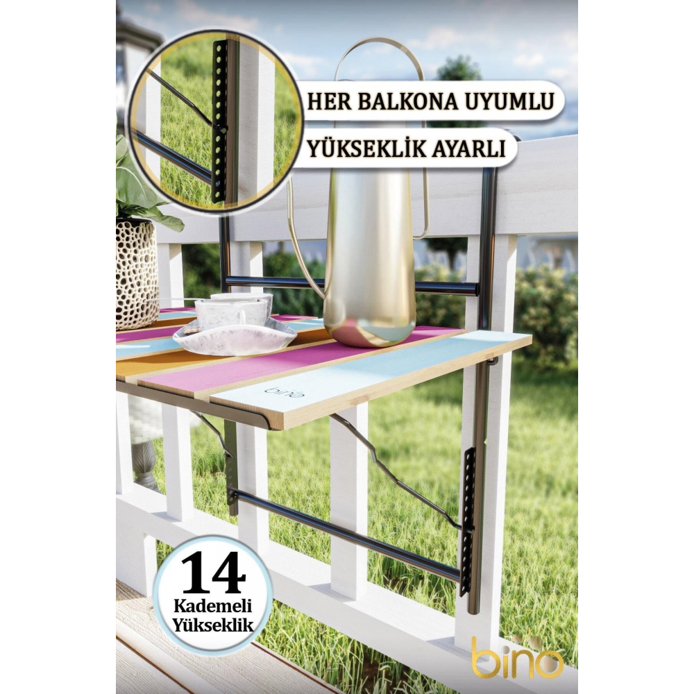 Katlanır Ayarlı Askılı Masa Balkon Veranda Mutfak Masası