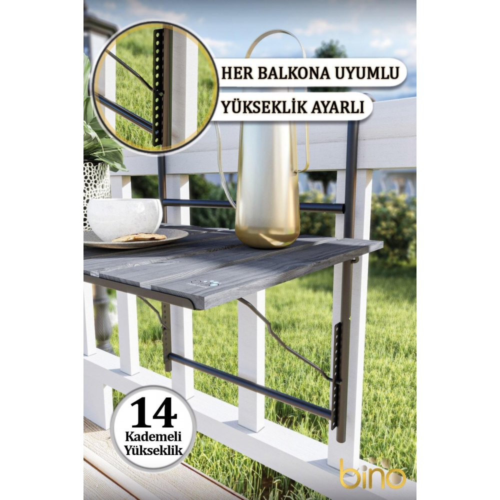 Katlanır Yükseklik Ayarlı Askılı Masa Balkon Veranda Mutfak Masası