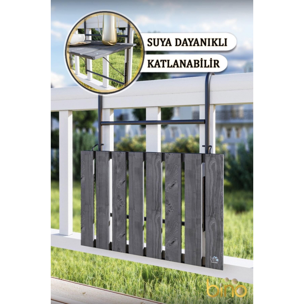 Katlanır Yükseklik Ayarlı Askılı Masa Balkon Veranda Mutfak Masası