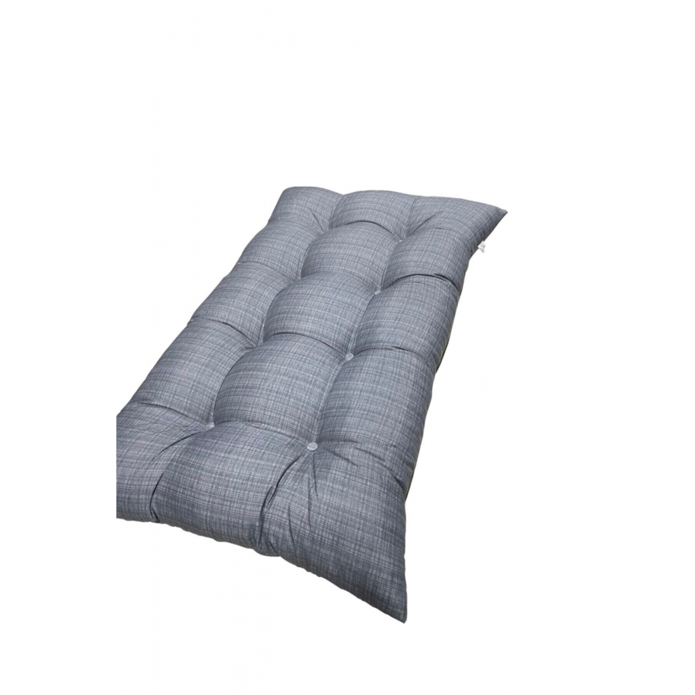 Yer Minderi 100 Cm X 60 Cm - Gri Minder Düğme Dikişili.