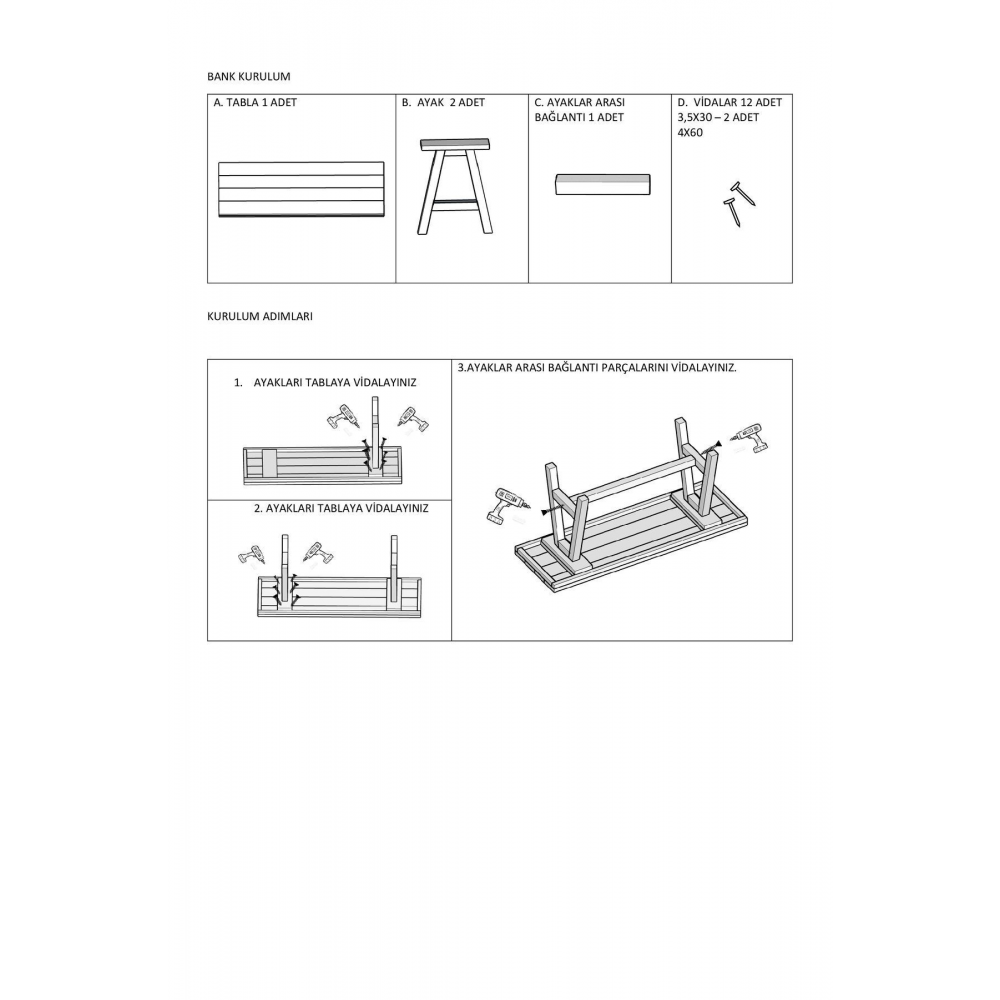 Kahverengi Ahşap Bank 150 cm Bench Sandalye