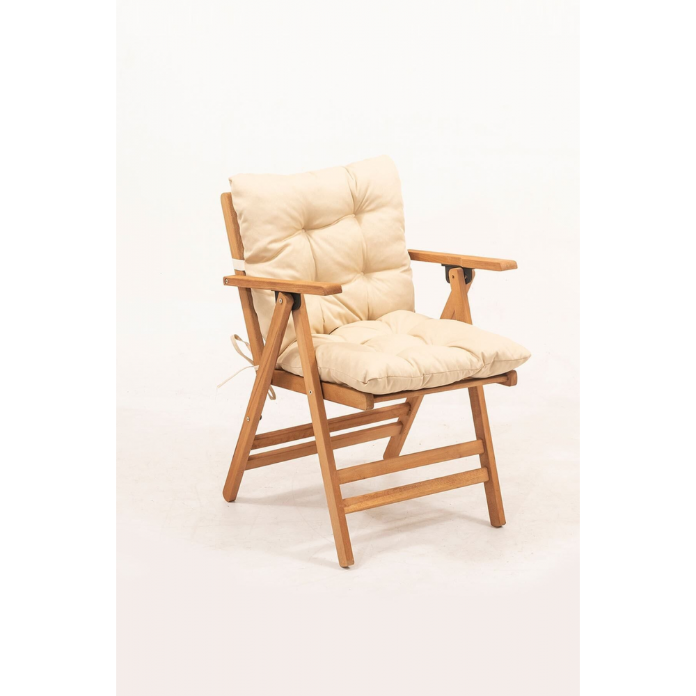 Minderli Loretta Sandalye Ahşap Bahçe Balkon Teras Katlanır Sandalye