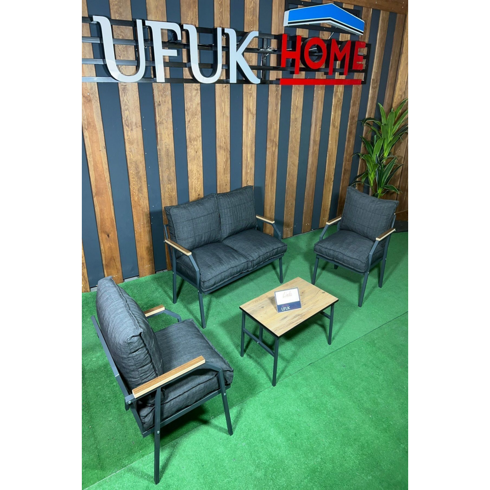 Bahçe Mobilyası 2 1 1 Miray Bahçe Takımı Metal Sehpalı Balkon Takımı Çay Seti Nn211