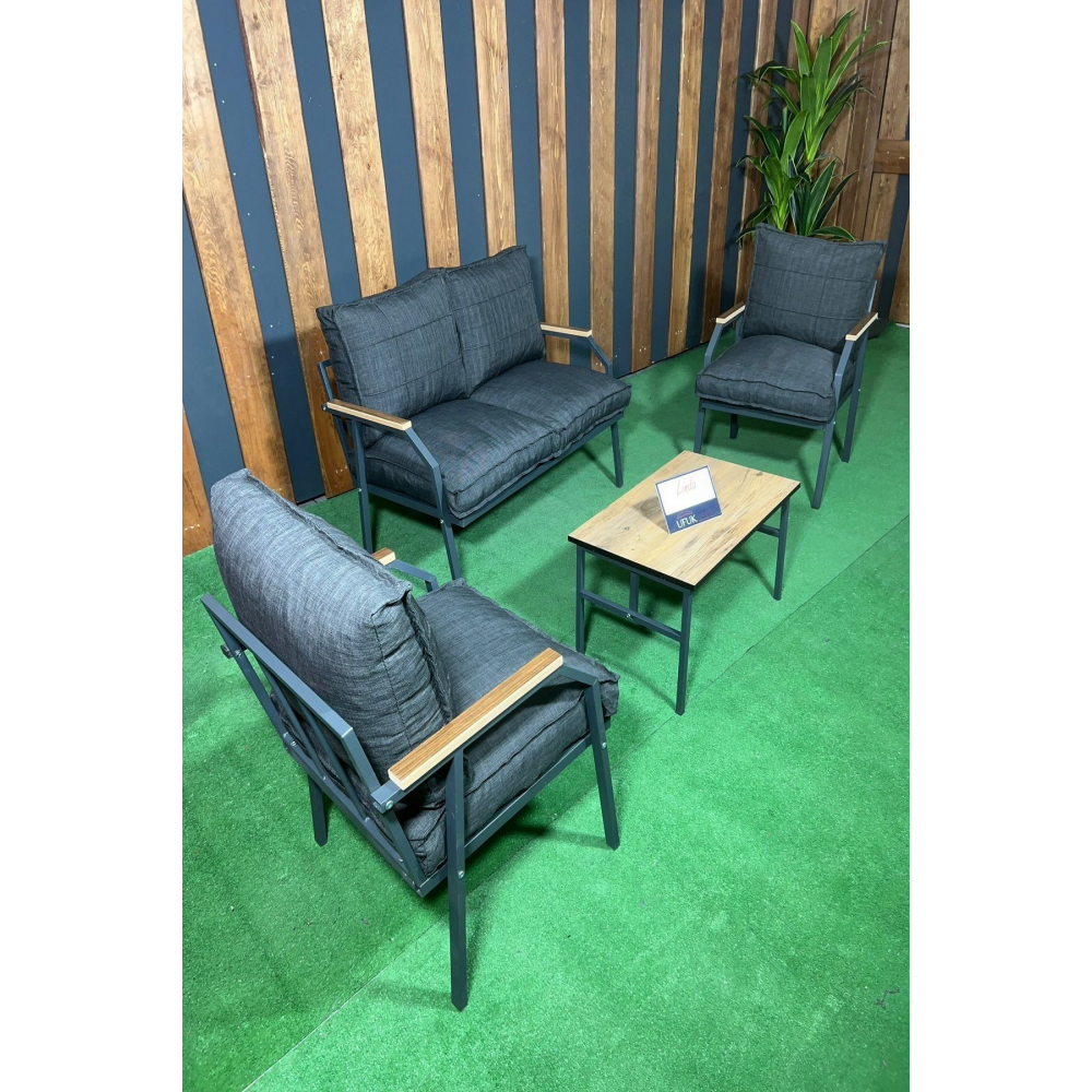 Bahçe Mobilyası 2 1 1 Miray Bahçe Takımı Metal Sehpalı Balkon Takımı Çay Seti Nn211