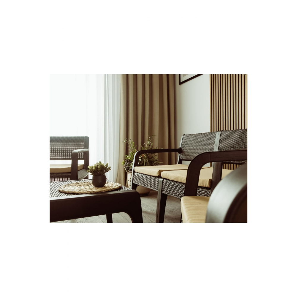 Lüx Sofia  Bahçe Balkon Teras 4 Kişilik Minderli Sehpalı Raddan Ergonomik  Oturma Grubu 2 1 1