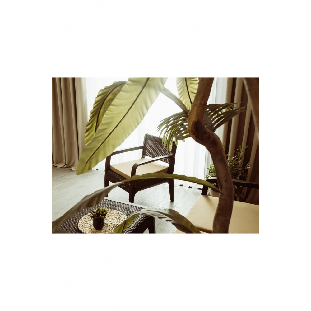 Lüx Sofia  Bahçe Balkon Teras 4 Kişilik Minderli Sehpalı Raddan Ergonomik  Oturma Grubu 2 1 1