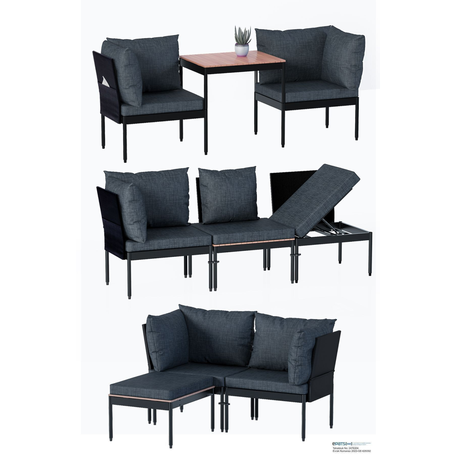 Mini Multilounge Bahçe Balkon Mobilyasi, Şezlong