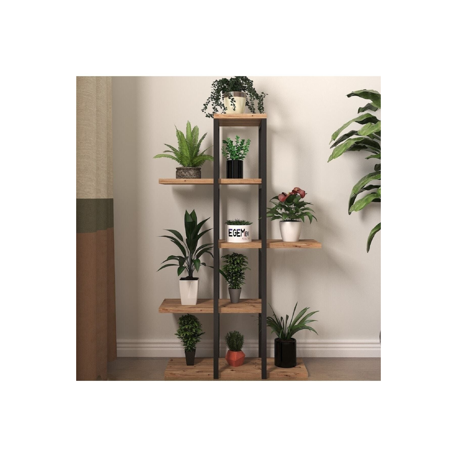 Dekoratif 5 Raflı Metal Çiçeklik Saksı Standı Saksılık