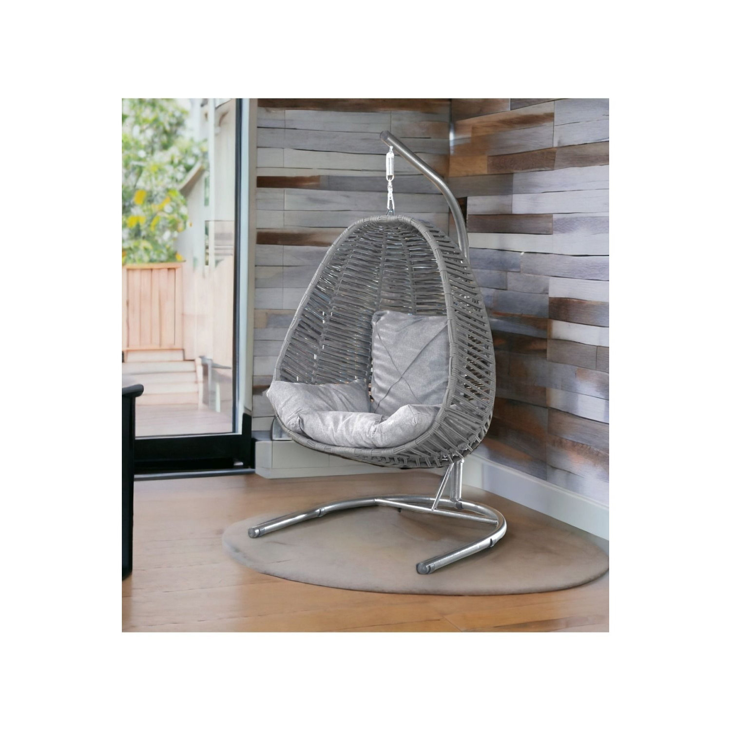 Tek Kişilik Makrome Ip Örgü Salıncak,gri