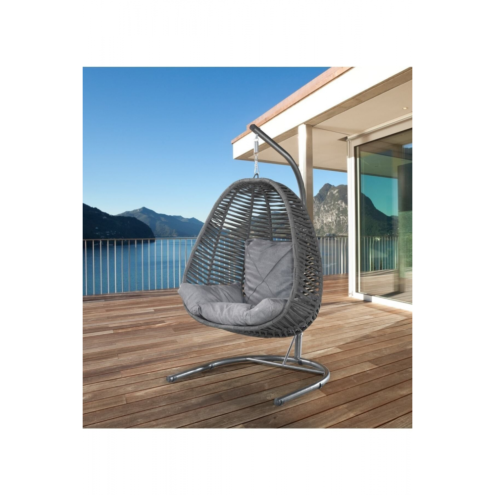 Tek Kişilik Makrome Ip Örgü Salıncak,gri