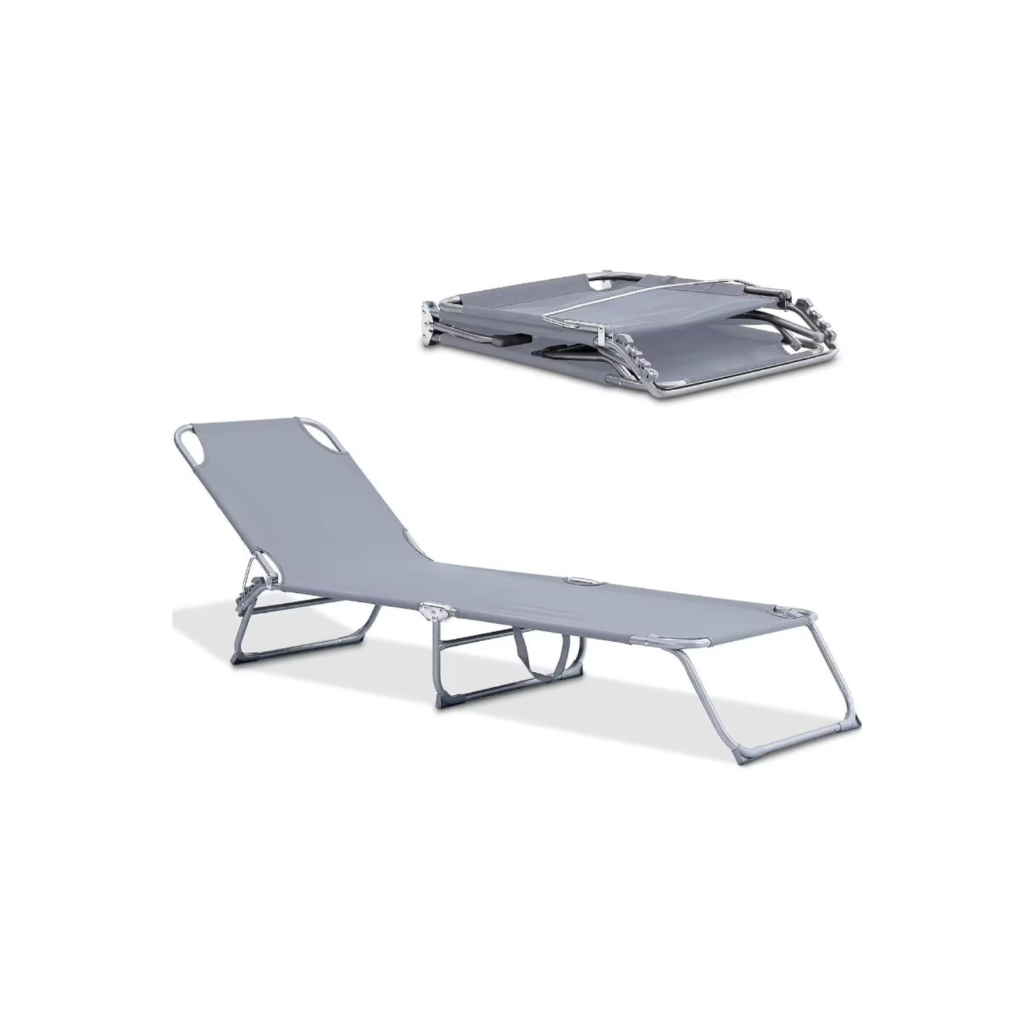 Gri Renk Katlanabilir Şezlong yatak Havuz Deniz ve Taşınabilir  Kamp Yatağı Dayanıklı ve Rahat