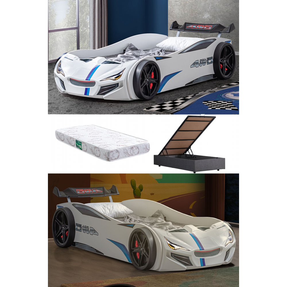 Merso Bazalı Arabalı Yatak, Ledli - Adaptörlü + 1 Adet Comfort Yatak