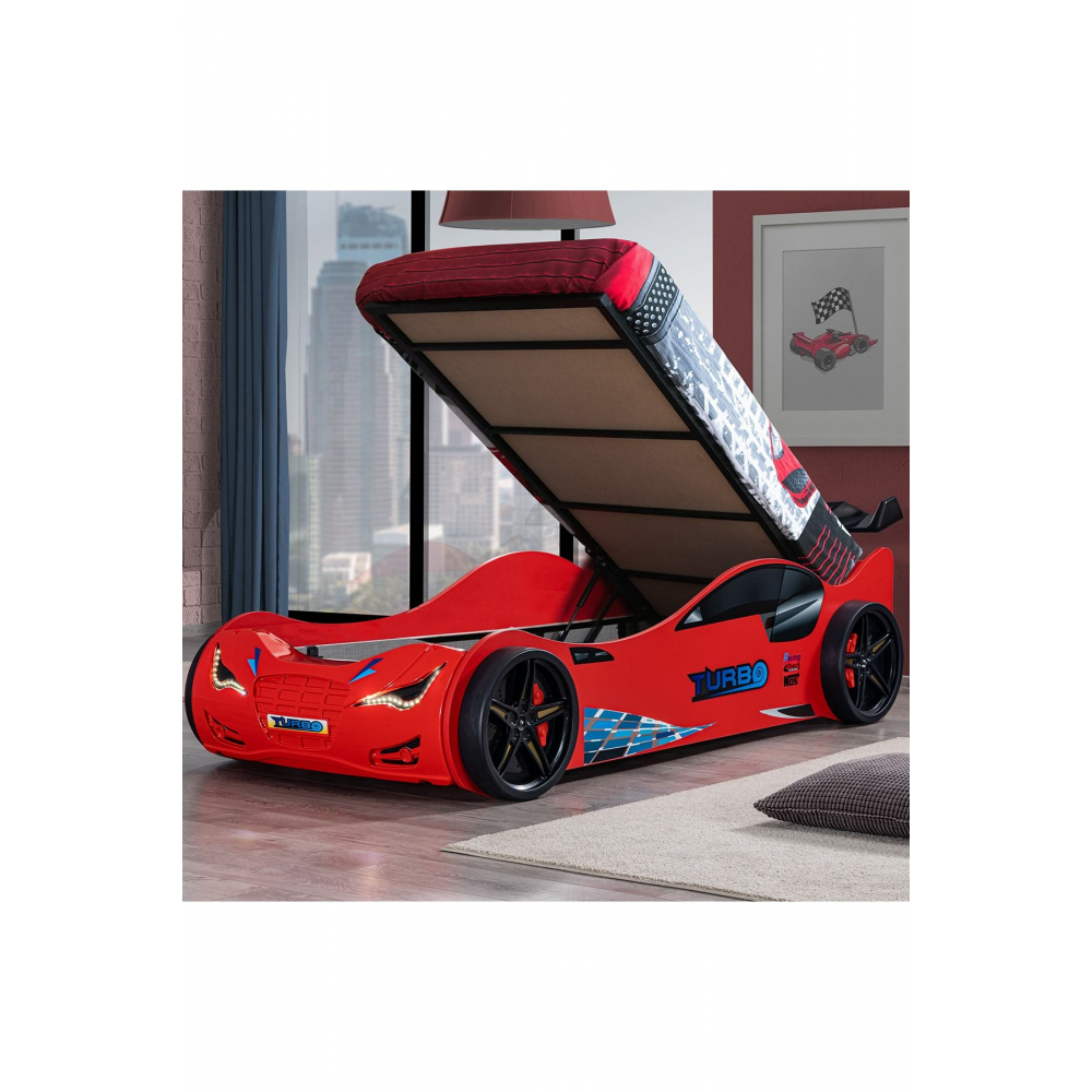 Süpers Bazalı Arabalı Yatak, Ledli - Adaptörlü + 1 Adet Comfort Yatak