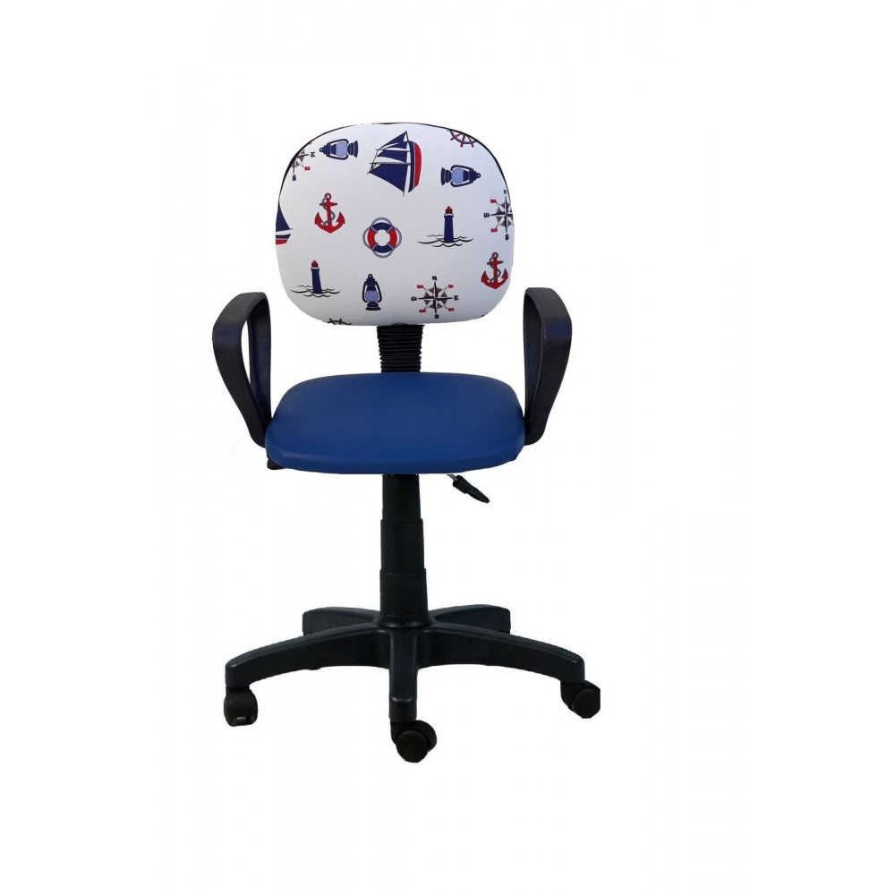 Çocuk Odası Ders Çalışma Ofis Koltuğu Gemici Dümen Desenli