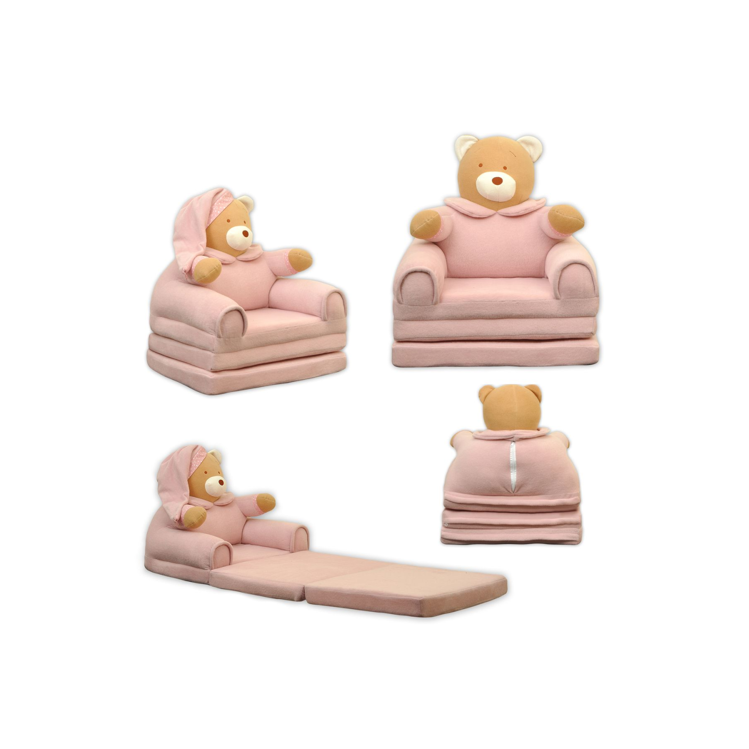 Portatif Polar Dolum 3 Katlı Çocuk Koltuğu Çocuk Yatağı Çocuklar Için Sevimli Ayıcık 56x40x50