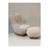 Sallanan Teddy Kumaşlı Ahşap Ayaklı Çocuk Bebek Koltuğu Sandalyesi (sallanır)