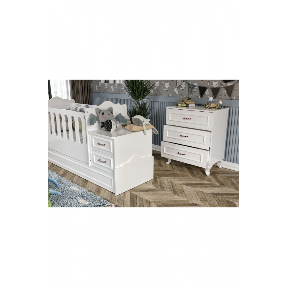 Kartopu Country Tarzı Bebek Odası Takımı Beyaz - 3 Parçalı Tamamı 1. Kalite Mdf