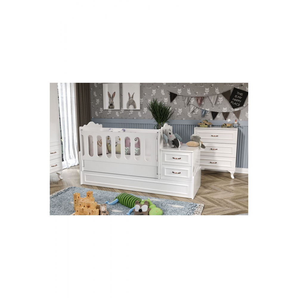 Kartopu Country Tarzı Bebek Odası Takımı Beyaz - 3 Parçalı Tamamı 1. Kalite Mdf