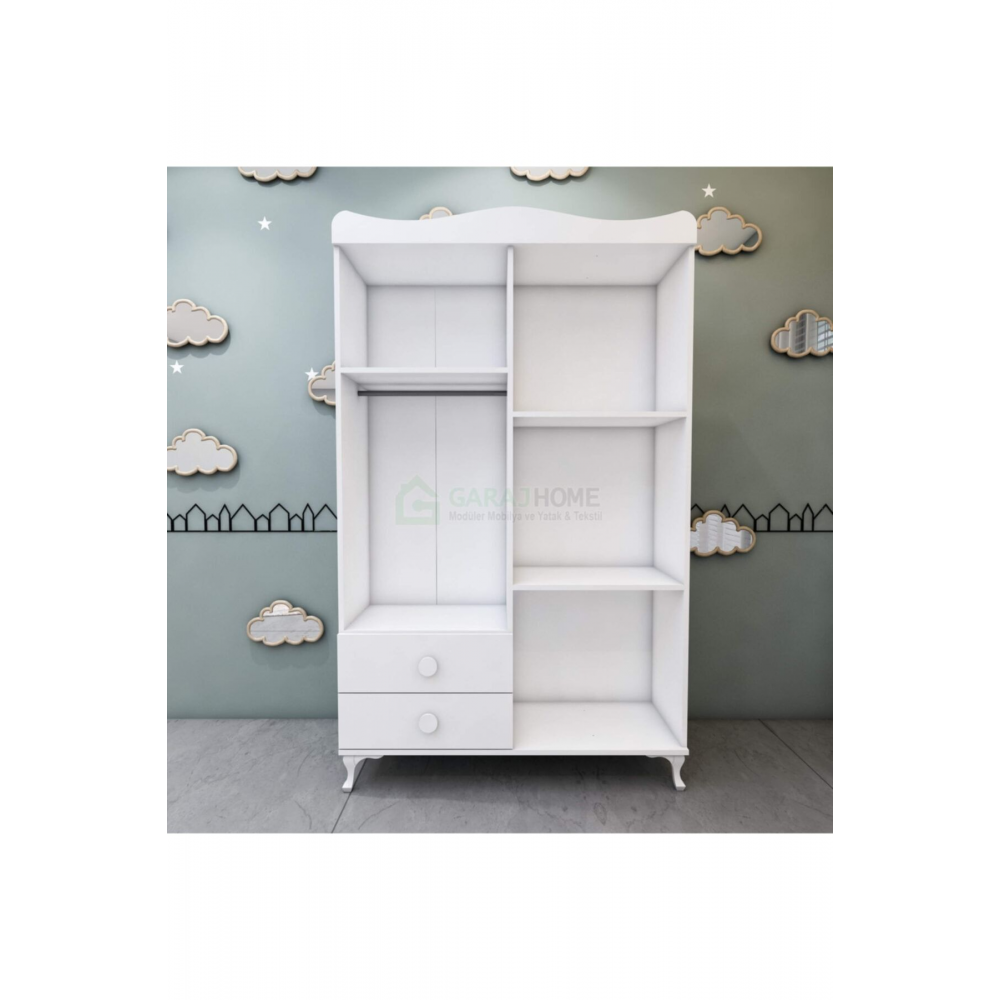 Melina Yıldız Beyaz 4 Kapaklı Bebek Odası Takımı - Beyaz