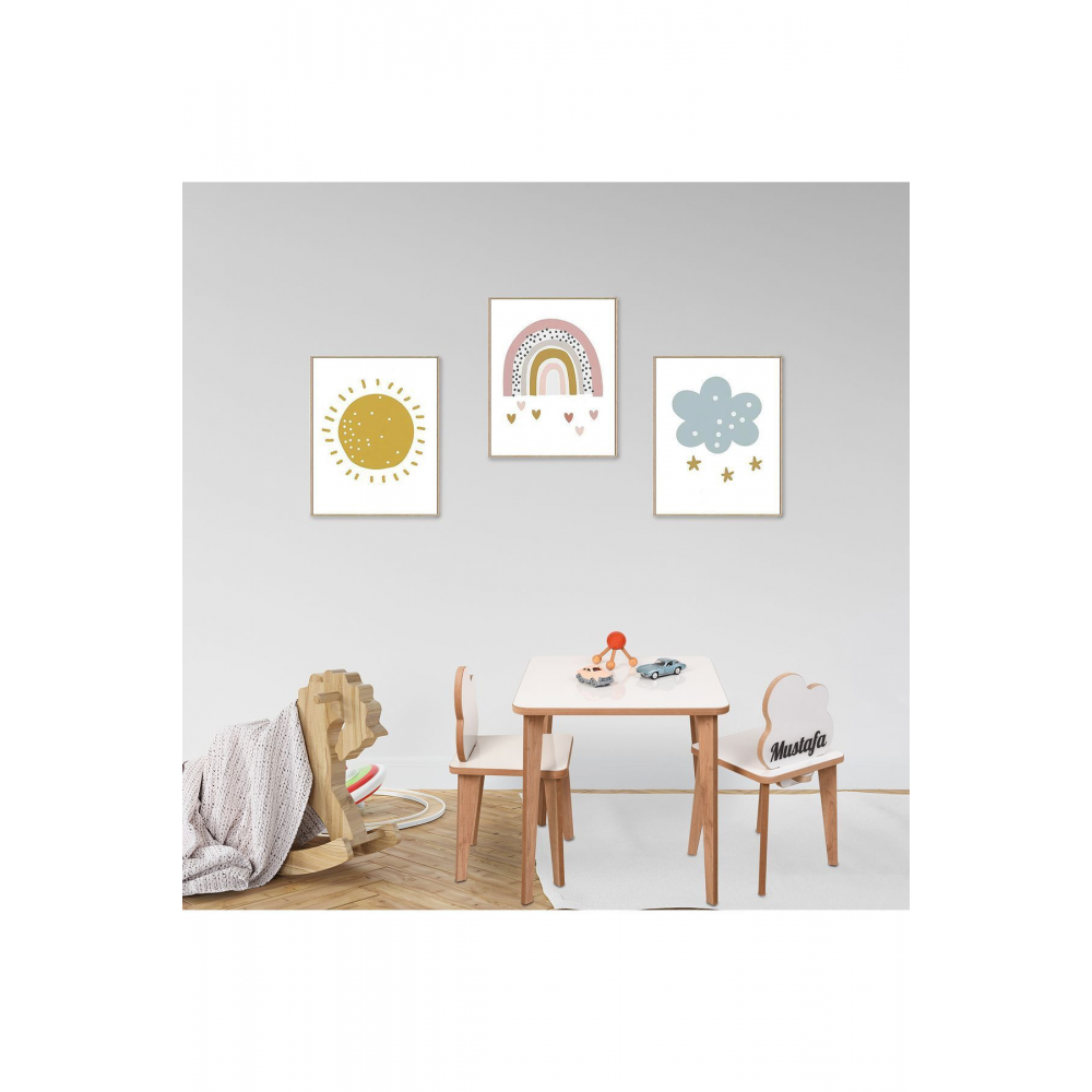 İsme Özel Masa Sandalye Takımı Çocuk Oyun Masası Çalışma Masası Çocuk Sandalyesi