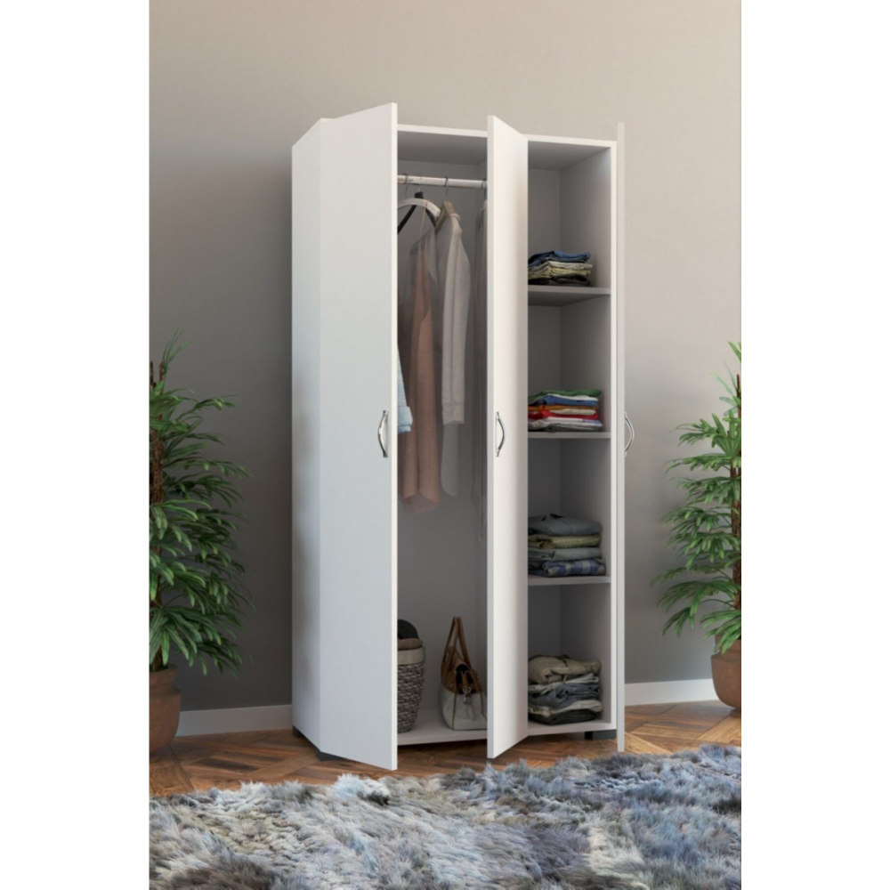 Beyaz Mobilya 3 Kapılı Gardırop