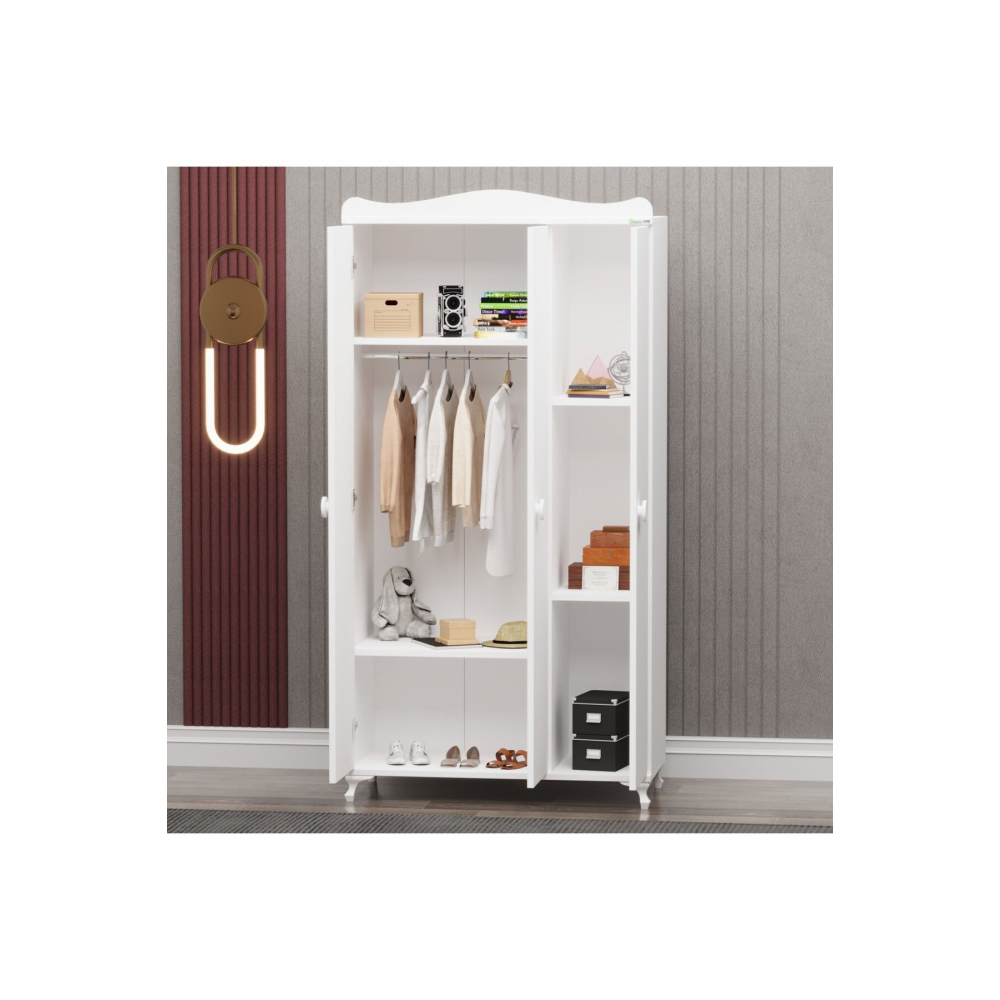 Yıldız 3 Kapaklı Dolap - Beyaz