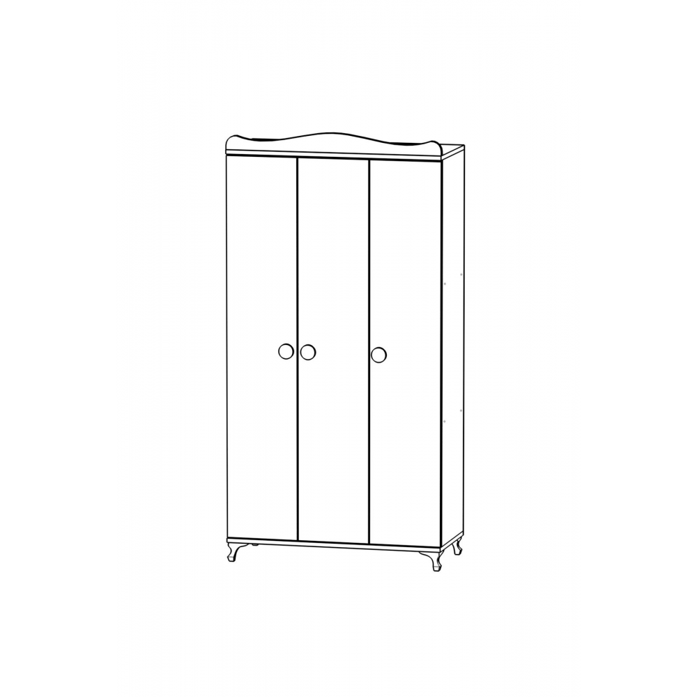 Yıldız 3 Kapaklı Dolap - Beyaz