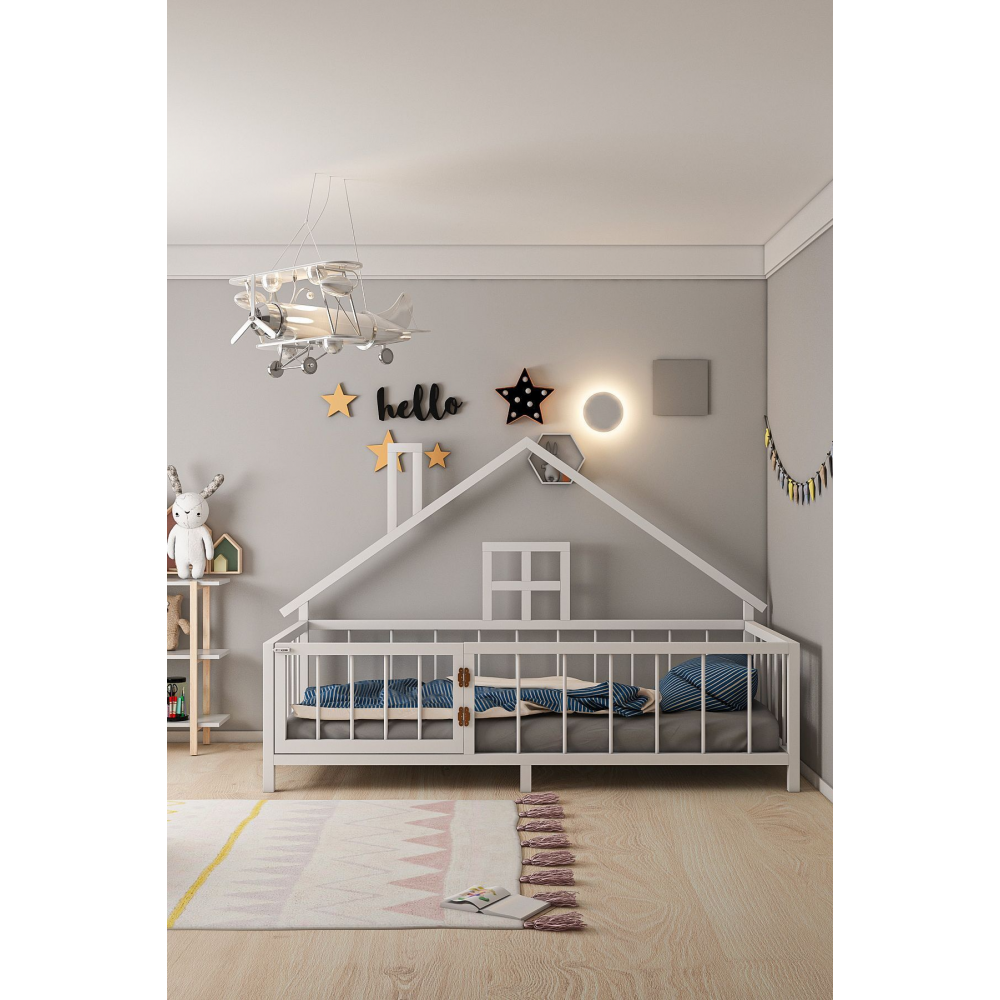 Barney Beyaz Montessori Kapılı Yatak