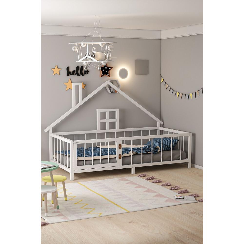 Barney Beyaz Montessori Kapılı Yatak