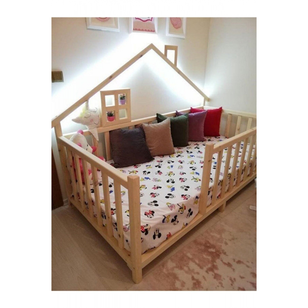 Happy Doğal Çam Montessori Bebek ve Çocuk Karyolası