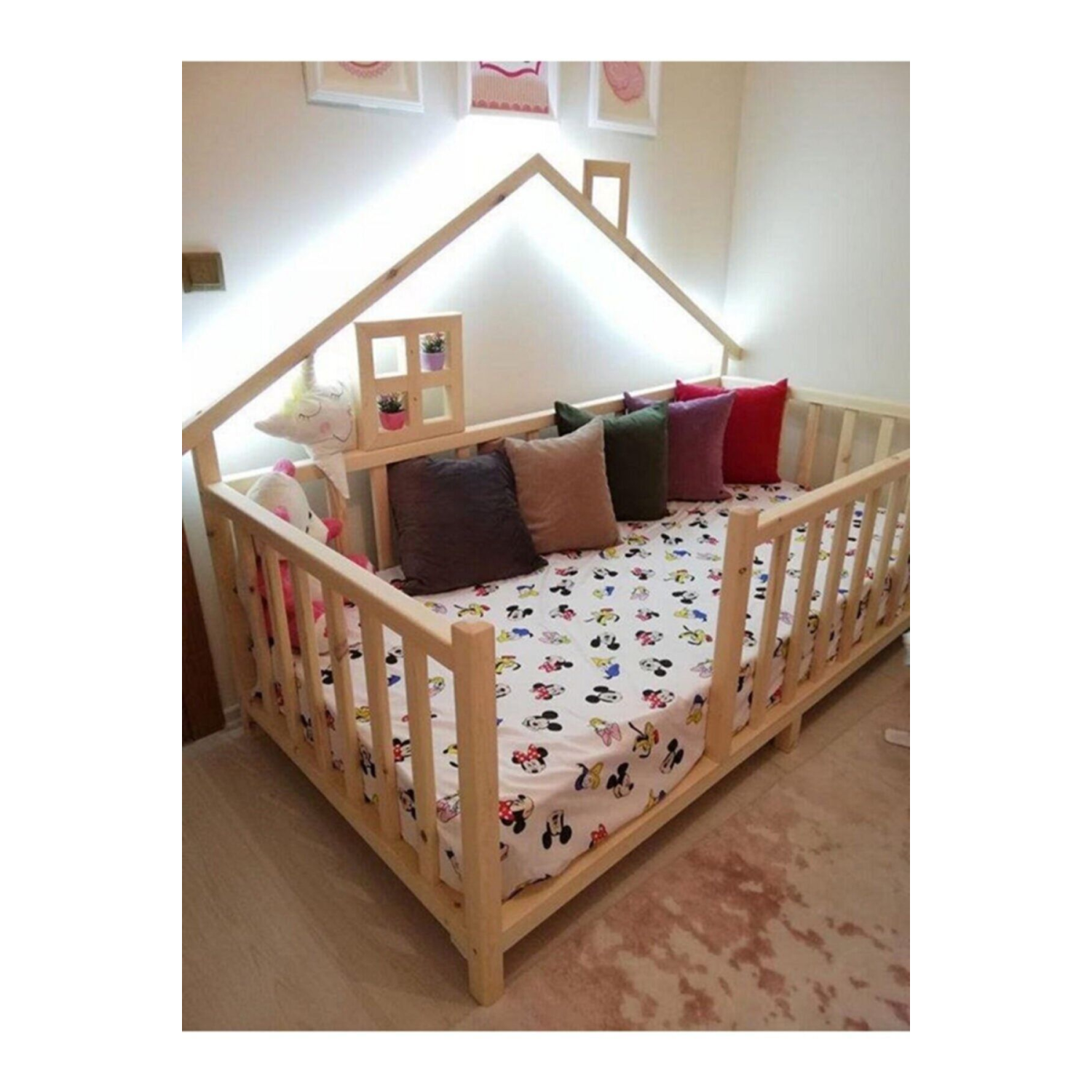 Happy Doğal Çam Montessori Bebek ve Çocuk Karyolası