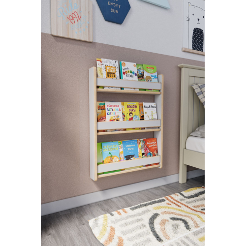 Montessori 3 Raflı Mdflam Çocuk Kitaplığı 80*60 Cm Beyaz